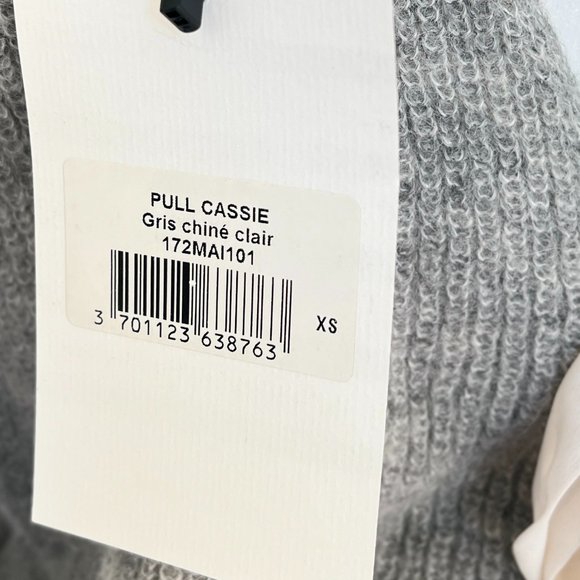 SEZANE Casie Lace Up Alpaca Jumper Sweater in Mid Grey - Picture 5 of 10